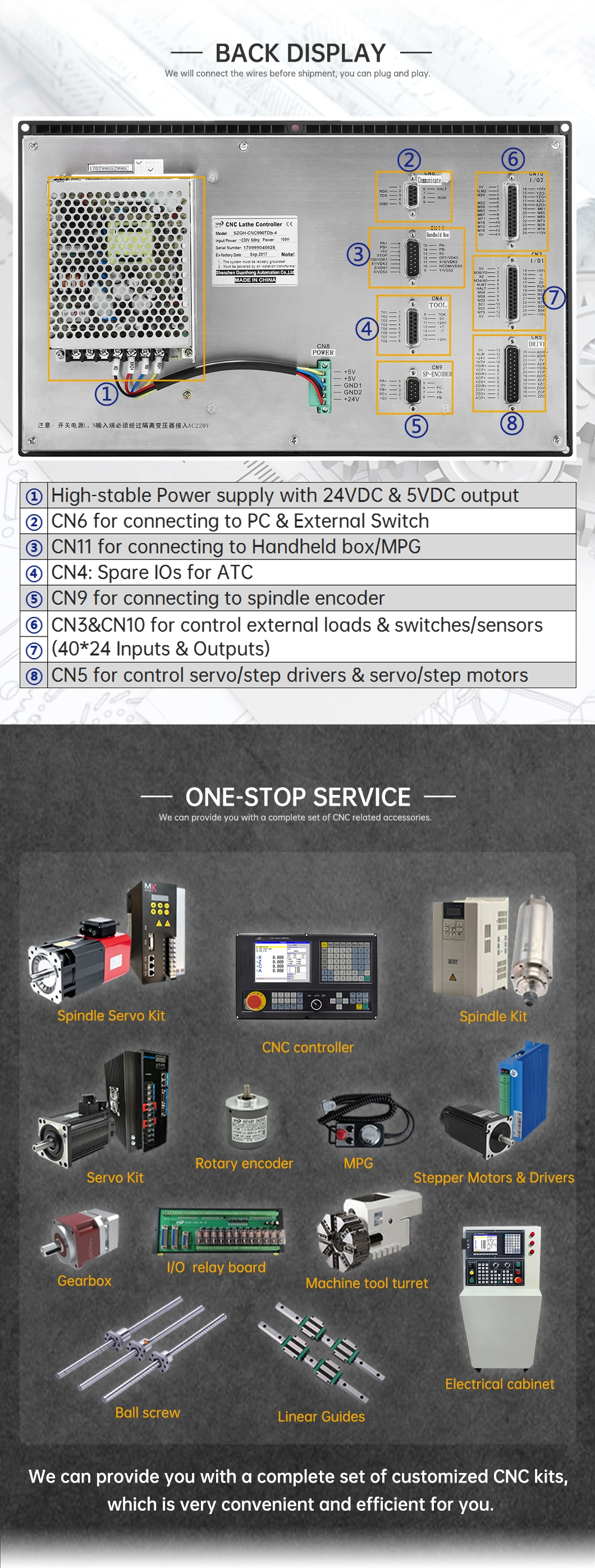 Complete Sets Include Servo Motor and Driver 3 Axis Full Kit X and Z Lathe Machine CNC Controller